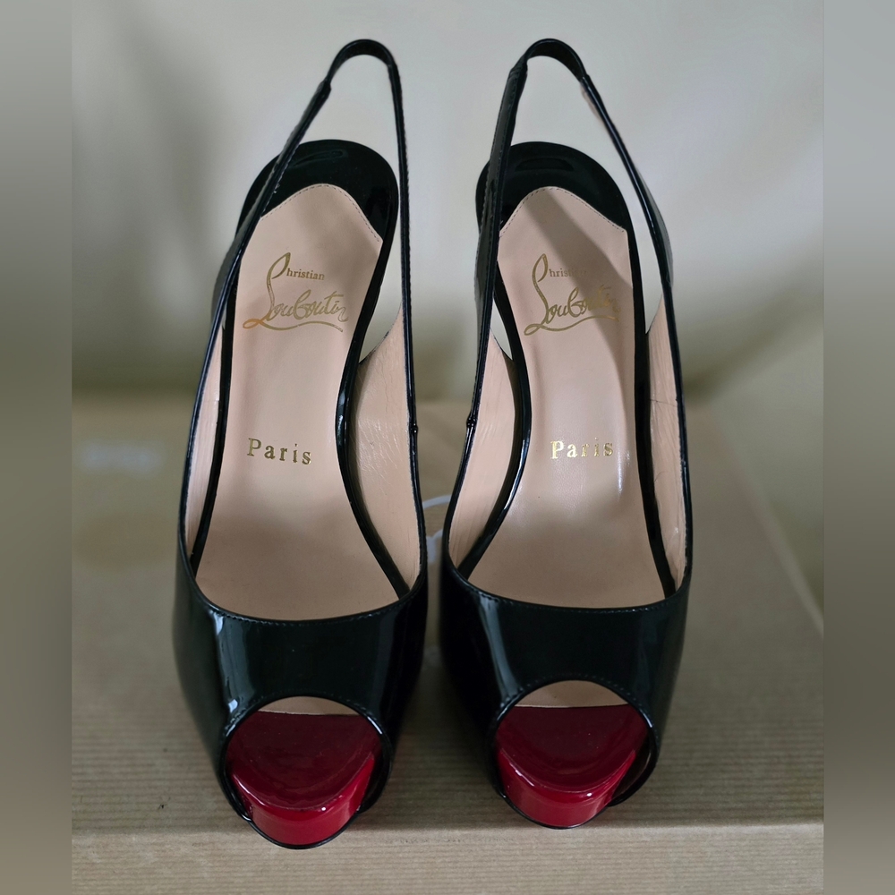 Christian Louboutin Patent Leather Peep Toe Slingback Heels US 6 / EU 36 - Picture 3 of 12